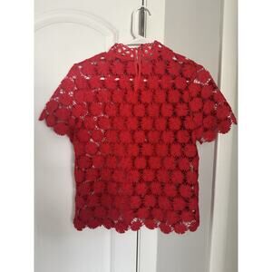 Sugar Lips Red Lace Crochet Top XS EUC